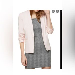GUC Miss Selfridge ruched sleeve ponte blazer in pale pink